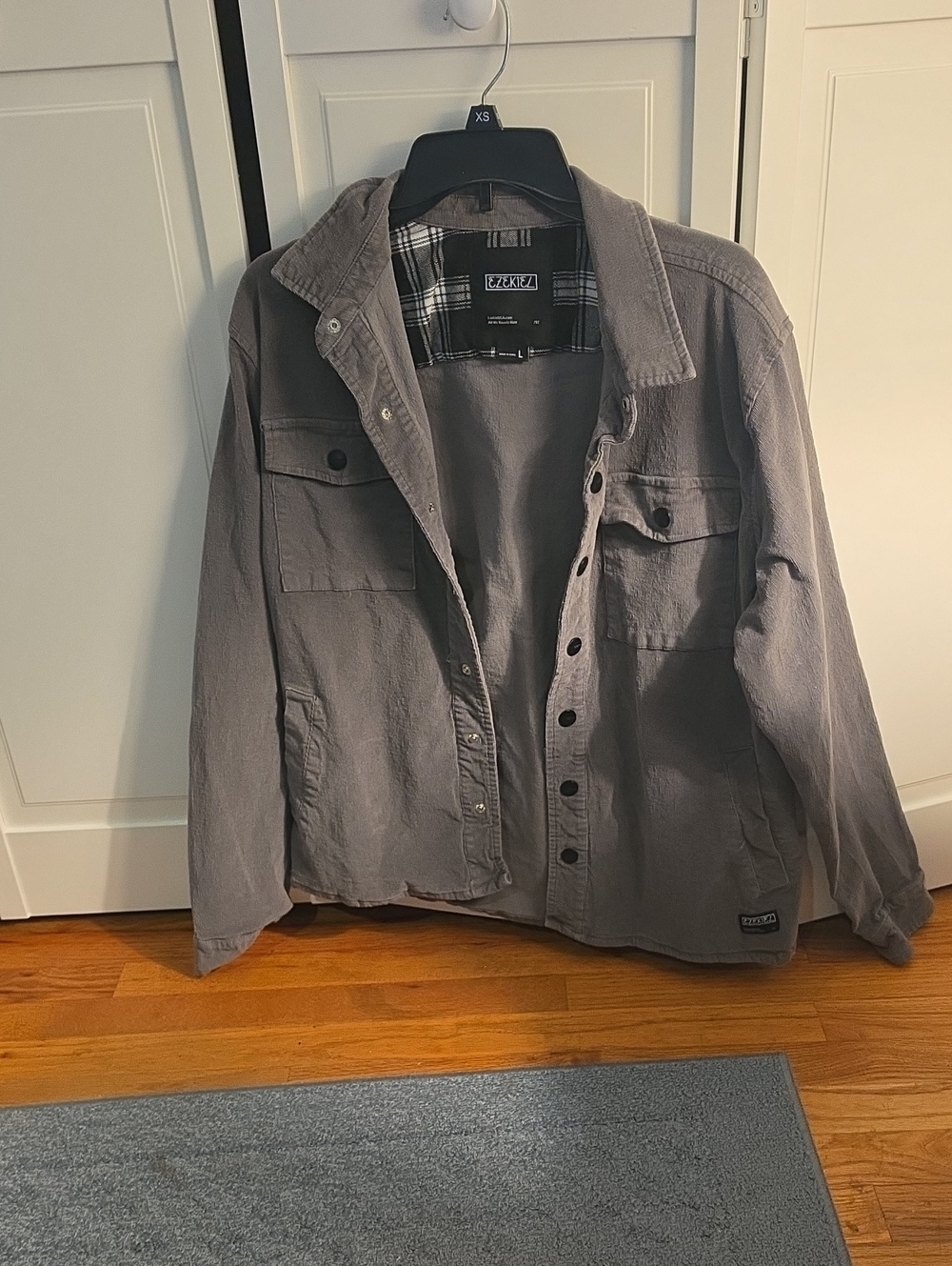 Ezekiel Men's Gray Shirt Jacket with Plaid Lining